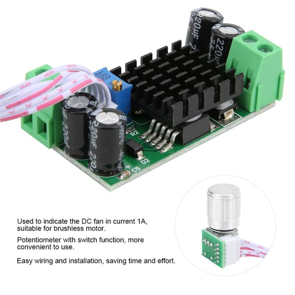 DC Viftehastighetskontroller 5V til 24V 1A Børsteløs Motor Guvernør Regulator