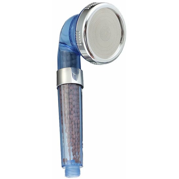 Vandbesparende højtryksbrusehoved anti-kalk 3-trins brusehoved Ionfiltreringssystem Blå