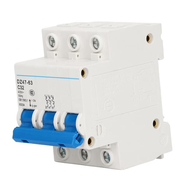 3P effektbryter DIN-skinnemontering effektbrytere 400V 32A bruddkapasitet 6000A