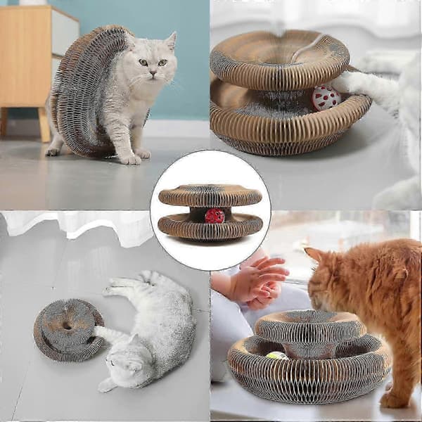 Kitty Kurlz Kattelegetøj - Magisk Orgel Kattekradsebræt, Interaktiv Kradsepude, Foldbart Harmonika Kattelegetøj