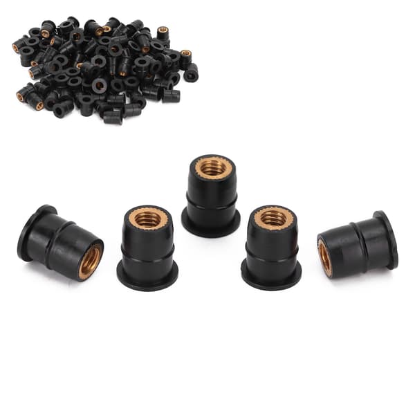 100 st. M6x0,8 mm gummimutter för motorcykel, ATV vindrutor, kaross