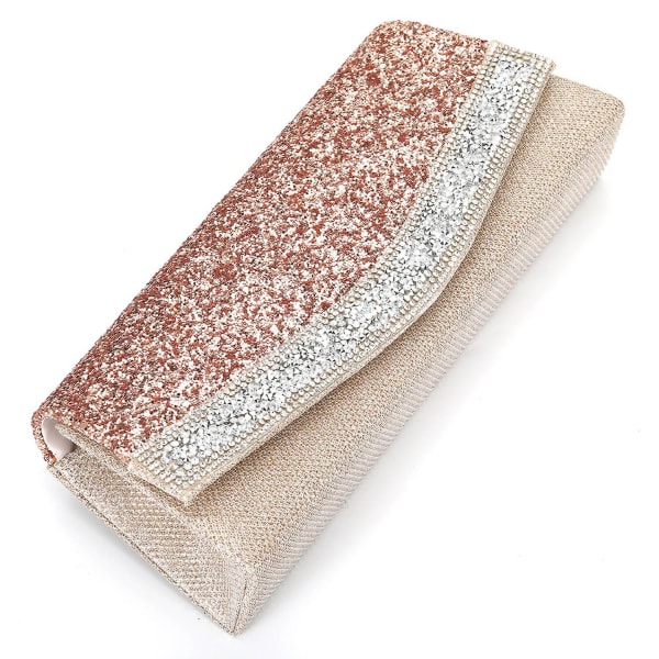 Glitrende sølv håndledspung til kvinder Glitter Bride clutch taske til bryllup A916-736 Pink