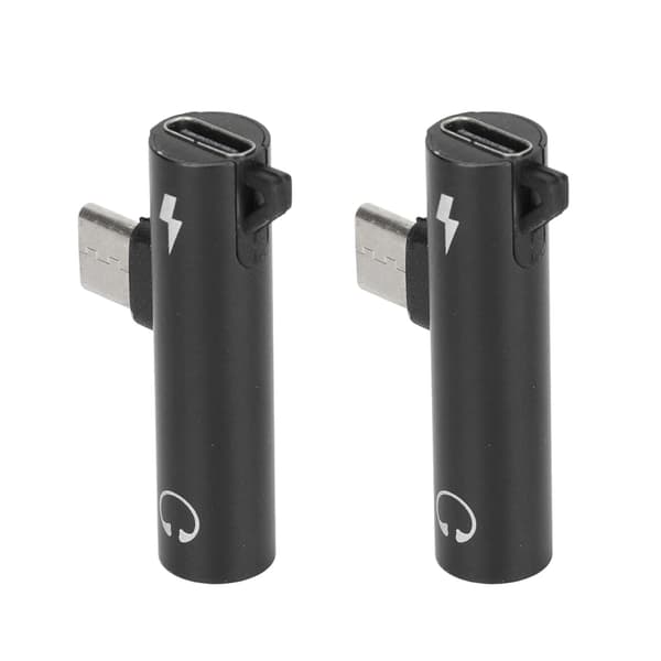 2 STK USB C til 3,5 mm lydstikadapter 2 i 1 opladning lyd ABS til telefon tablet sort