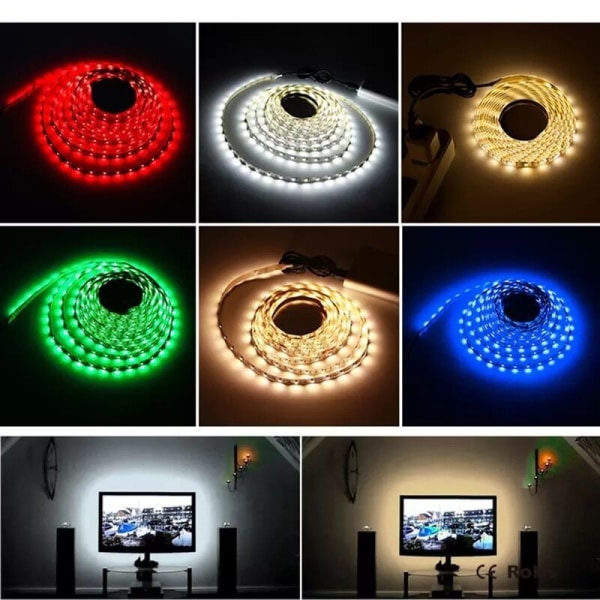LED-lysstang 5 meter farve fleksibel lavspændings-USB-lysstang (varmt lys + USB-kabel)
