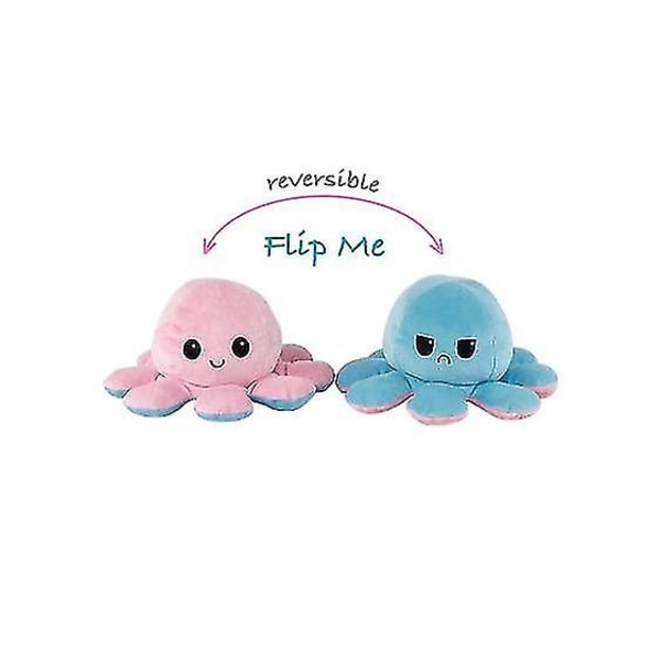 Vändbar Octopus Plushie Dubbelsidig Flip Doll Show Mood Toy PINK LIGHT BLUE