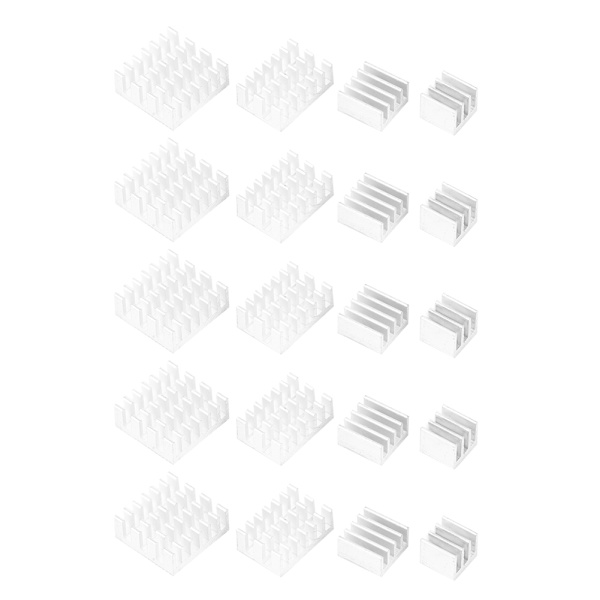 20 stk. aluminium køleplade med klæbemiddel til Raspberry Pi 2 3 4 3B 4B CPU-køling