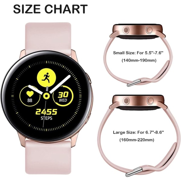 Rem kompatibel med Samsung Galaxy Watch Active / Active2 40mm / 44mm, 20mm bløde silikoneudskiftningsremme, der er kompatible med Samsung Galaxy Watch 42