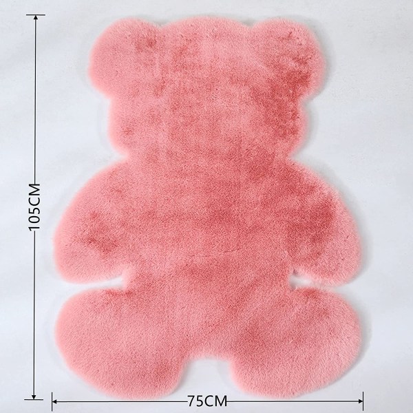 Fluffig matta, mjuk tecknad djurplyschmatta, halkfri dekorativ golvmatta (rosa, 75 * 105 cm),