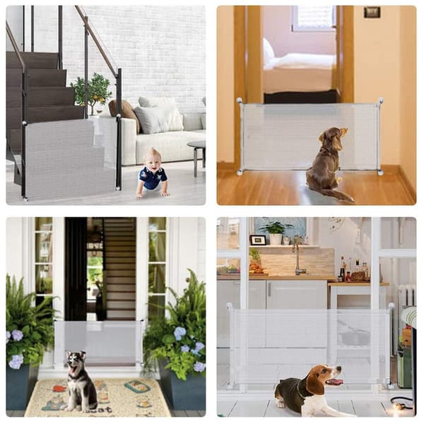 Bärbar Vikbar Infällbar Inomhus Hund Katt Säkerhetsgrind Vit 72 x 100 cm