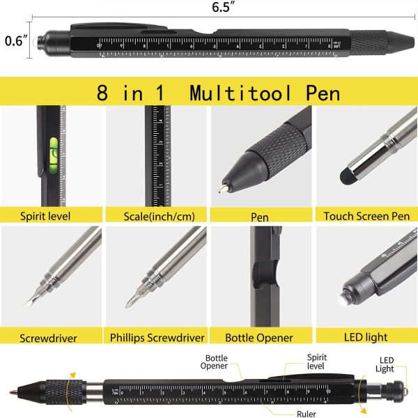 multifunktionell verktygspenna metallkulspetspenna Yellow+Black