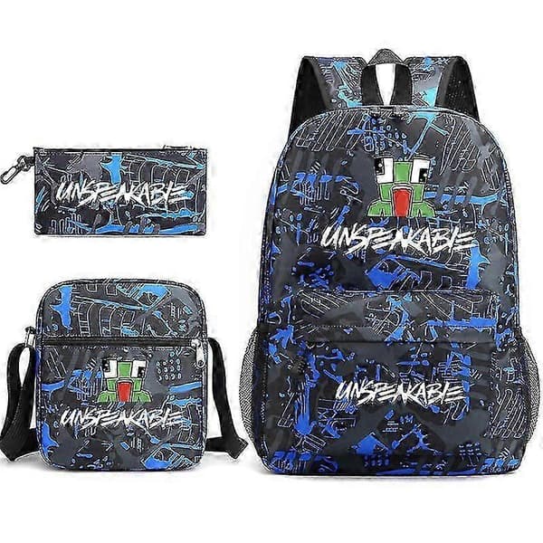 Unspeakable Creative Pattern School Bag Shoulder Bag Pencil Case School Bag 3-Piece Set From Bpjlj blue print