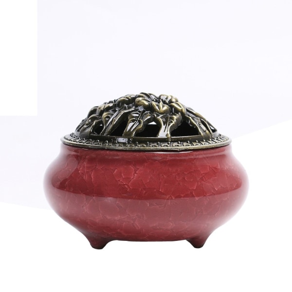 Celadon suitsukepoltin keraaminen kuparikansi Antiikkinen suitsukepoltin (krakattu kukon verenpunainen)
