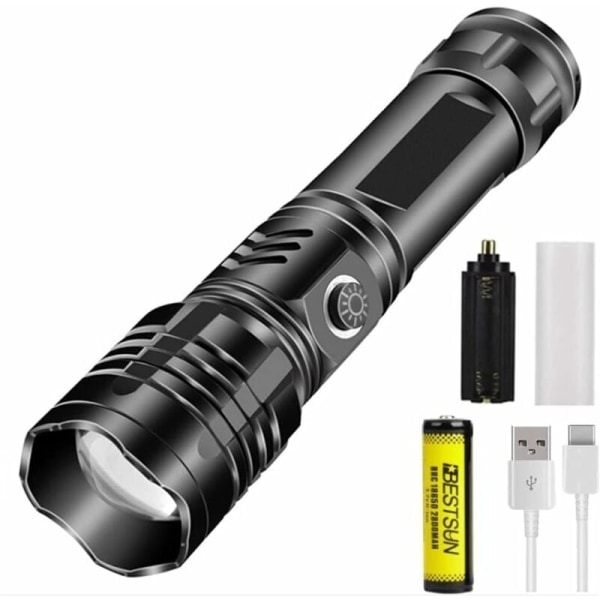 Super Bright XHP50 Powerful LED Flashlight 10000 Lumens USB Rechargeable Waterproof Scalable 5 Modes Tactical Flashlight