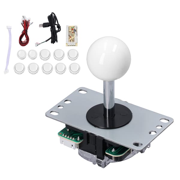 QM070901 Noll Fördröjning Arkadspel Joystick Kit med Encoder Board 10 Knappar för MAME DIY Vit