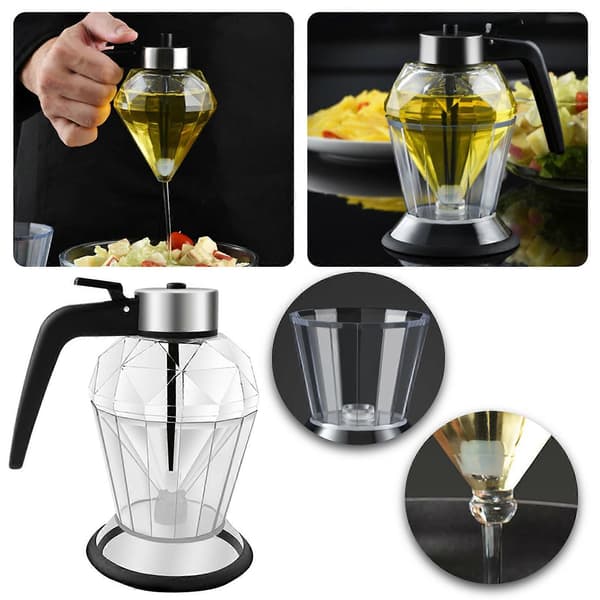 Diamantslipad elegant glasdispenser 200 ml, läckagesäker honungsolja sojasåsflaska med droppfri bas 200ml