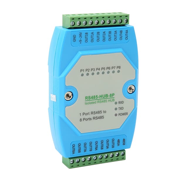 RS485 Industriell Hub 8 Portar 300 till 460800bps 32 Noder Självanpassande Halv Duplex Repeater Relä Förlängning
