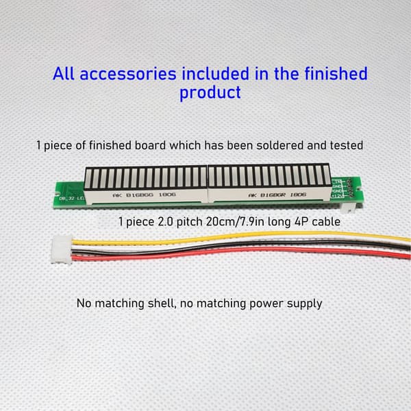 32 Bit 8 Effekt Justerbar Lysstyrke LED Audio Level Display Modul med 4 Pin Fleksibelt Kabel