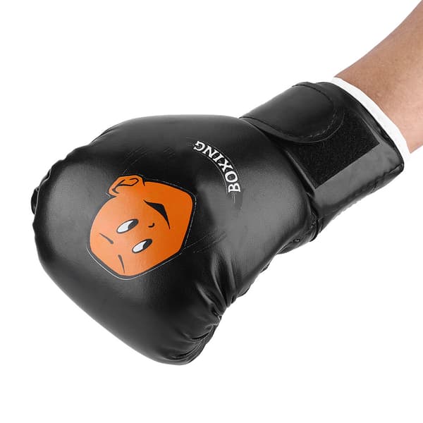 Børne Boksehandsker Muay Thai Sparring Punching Kickboxing Grappling Sandsækhandsker Sort