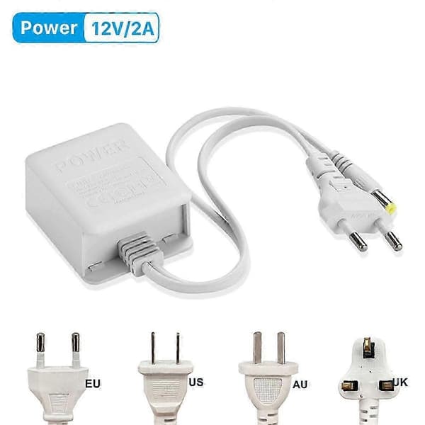 12V 2A Power Adapter for Security Camera, NVR DVR Input AC100V-240V CCTV Camera Power Cable Compatible with PTZ Camera White