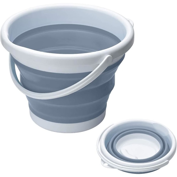 Sammenklappelig silikoneplastspand, pladsbesparende spand til hjemmerengøring, camping, fiskeri, have og rejser - Bærbar vandbeholder (grå, 10l)