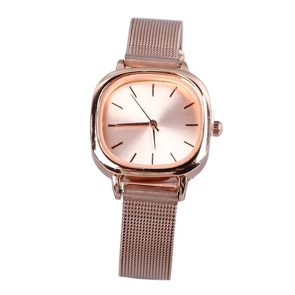 Dame Guld Plating Quartz Ur Rustfrit Stål Rem High Definition Stilfuld Gradient Urskive Dekor Armbåndsur Rosaguld