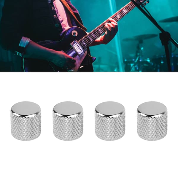 Elektrisk Gitarr Knoppar Set - 4st Metall Potentiometerlock Volym Tonkontroll (Silver)