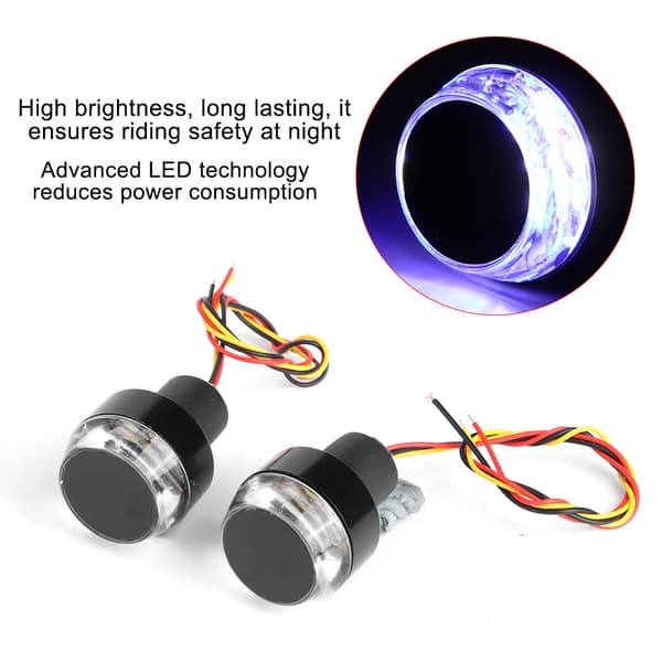 2 st Motorcykelstyre LED Blinkers Indikator Ändgrepp Sidomarkering Vit Blå Ljus