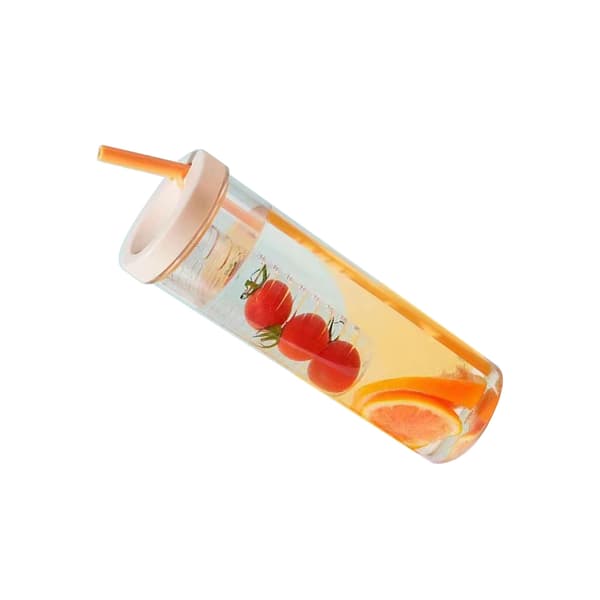 700 ml sugrörsmugg transparent plastvattenflaska med sugrör bärbar juicekopp dricksflaska blekgul