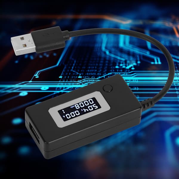 LCD USB Amperemeter Voltmeter Ladekapasitetstester 4-30V Svart Bakgrunnsbelysning