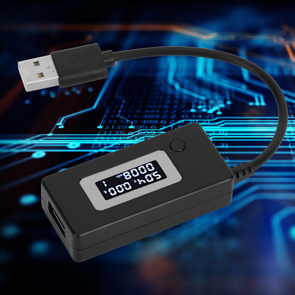 LCD USB Amperemeter Voltmeter Opladningskapacitetstester 4-30V Sort Baggrundslys Display