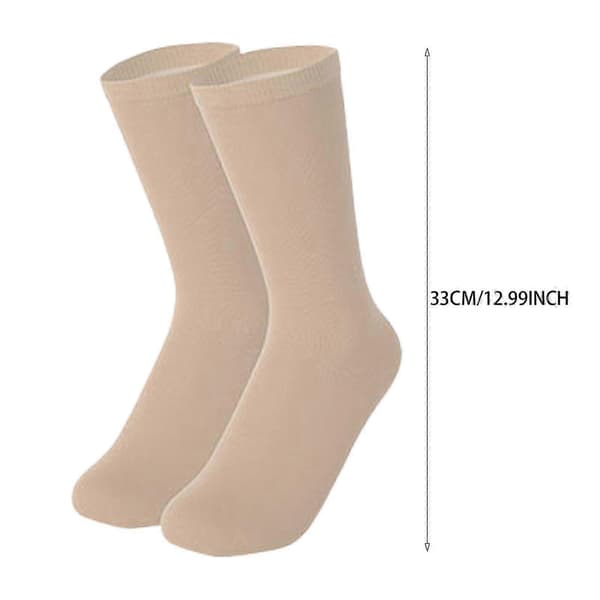 Isskøjtesokker til kvinder piger åndbare kunstskøjteløbssokker Beige length 33cm