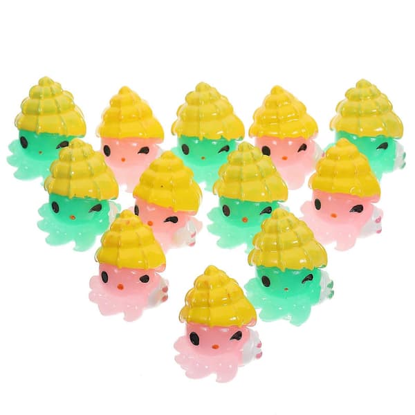 Miniature blækspruttefigur til fehavedekor 12 stk. assorterede farver harpiks