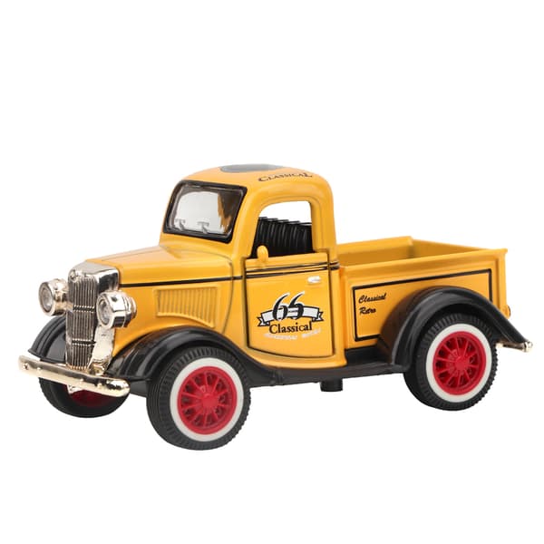 Legerings Pull Back Bil Legetøj Pickup Truck Model Støbt Legetøj Lyd Lys Bil Køretøj Legetøj (Gul)