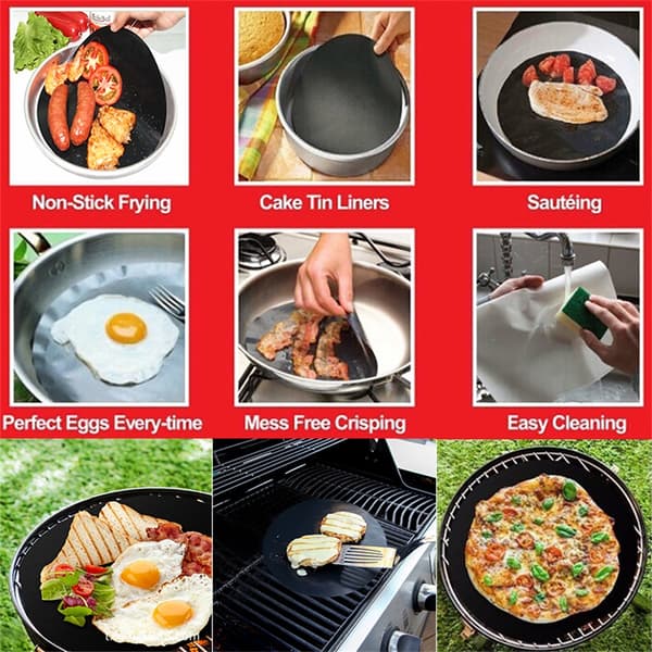 2 STK Gjenbrukbar Non-Stick 40 cm Rund Grillmatte