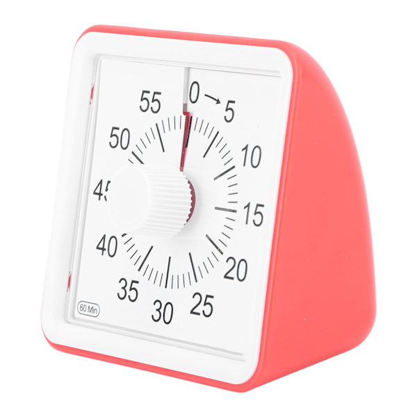 Visuell Timer Stille Stille Telling 60 Minutter Nedtellingstimer for Studenter Kjøkken Rød