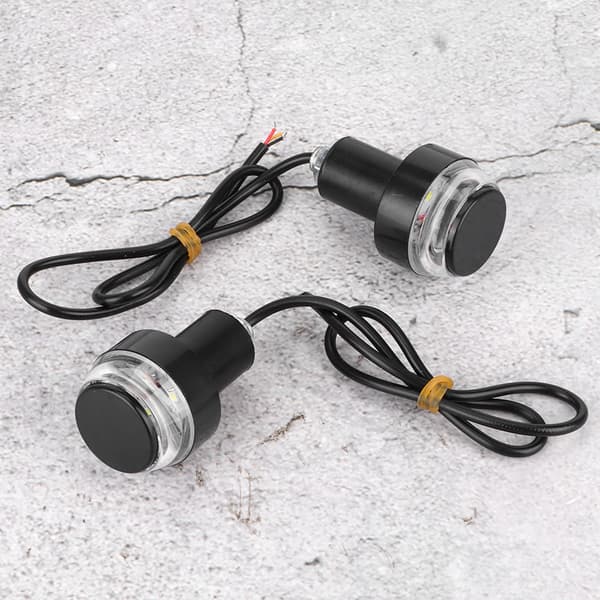 2 stk. LED Motorcykel Styrlys Greb Blinklys Bar End Plug Lampe Rød