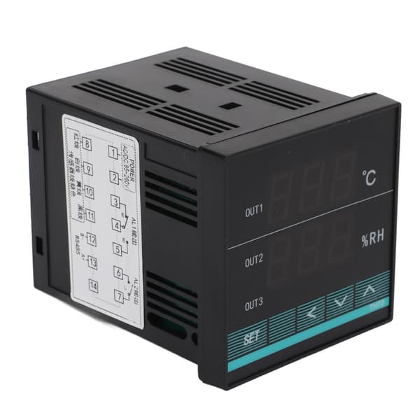 Dubbel Display Digital Temperaturregulator Luftfuktighetstermostat med Alarmfunktion