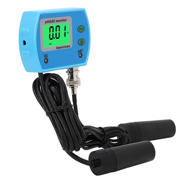 Profesjonell 2-i-1 PH EC-måler Multifunksjonell Vannkvalitetsmonitor for Akvarium 220V EU-plugg