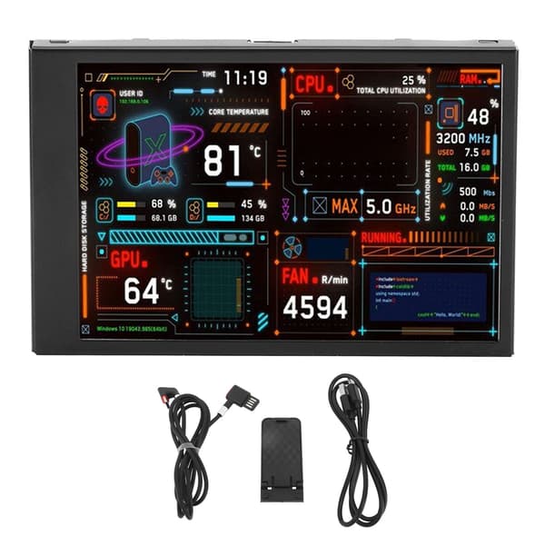 Dobbelt USB-port IPS Mini Display CPU Temperaturmonitor 3,5 tommer med visuel temaeditor til GPU RAM HDD