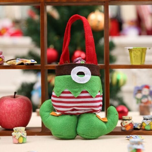 Christmas Elf Boots Slikpose, Jule slikpose med håndtag, Elf Pants Julemulepose, Sæt med 2 gaveposer til børn