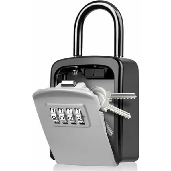 Sikkerhedsnøgleboks, nøgleboks med kode [Vejrbestandig] [Med aftagelig sjækle] Bærbar mini sikker nøgleboks Nulstilbar kode