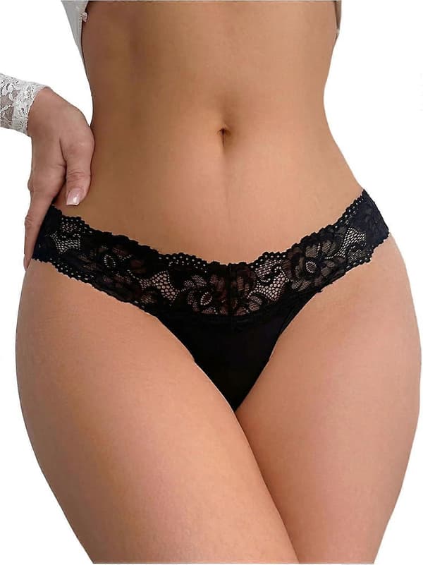 Blondetrusser for kvinner, lavt liv, komfortable truser Solid Black X-Large