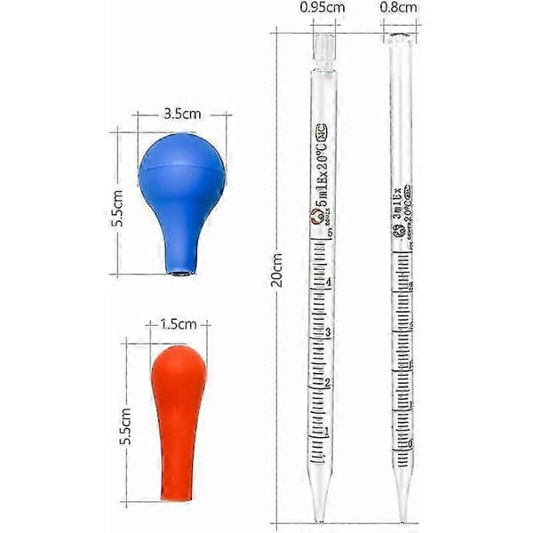 3 ml 5 ml Glasdråbepipette Glaspipette Graderede Dråbepipetter 2 stk. Dråbepipette med Skalalinje