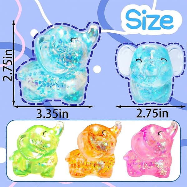 Glitter Squishy Djur 1 st Elefant Stressbollar Squishy Leksaker för Vuxna Barn, Squishy Elefant Sockerboll Sensoriska Leksaker, Kläm Squishy Boll Blue