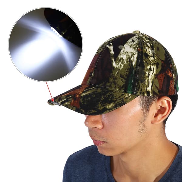Lett LED Bomull Justerbar Baseball Caps Hodelykt Hatt (Kamuflasje)