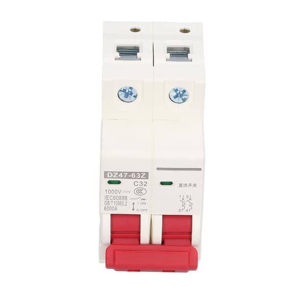 DC miniatyrbryter 2P solcelleanlegg isolator DIN-skinnefeste 1000V 32A DZ47‑63Z C32