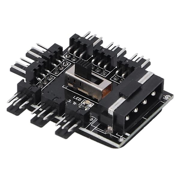 8-vejs Computer Blæser Hub Splitter Hastighedsregulator 3-Pin Forlængerkabel Stort 4-Pin Interface