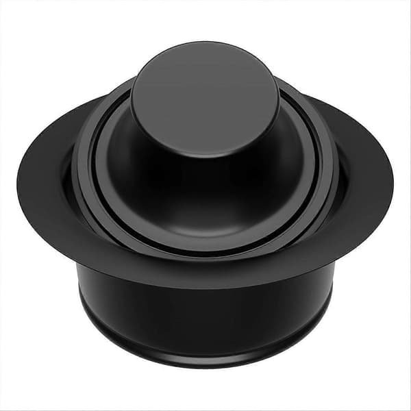 Vask Affaldskværn Flange og Prop, Vaskeafløbsflange med Prop til Affaldskværn Passer til 3-1/2 Tommer Black