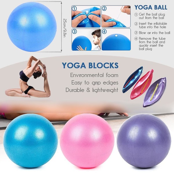 Mini Fitness Ball - Käytä Pilates. Täytä mukana toimitetulla oljilla. Perustyö. Pumppua ei tarvita! Grey