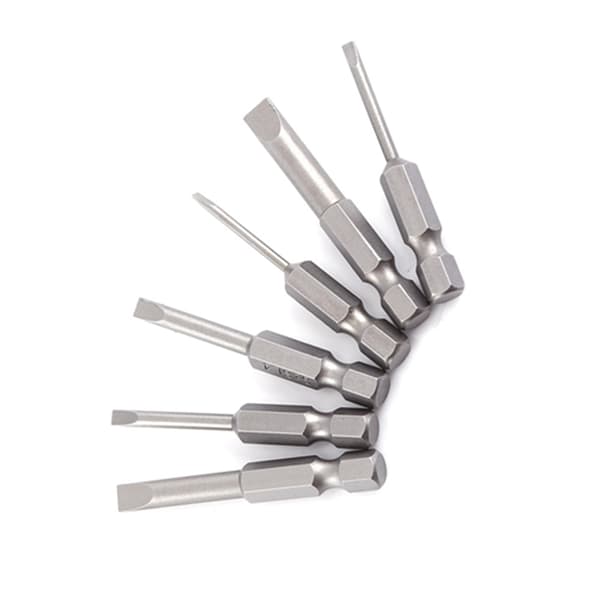 6 stk. S2 Legering Flat Hode Magnetisk Tip Slisset Skrutrekker Bits, 50mm, 2.0-6.0mm, 0.25\" Hex Skaft